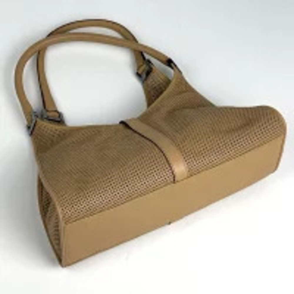 Gucci Shoulder Bag Leather Handbag Beige Mesh Jackie Tan